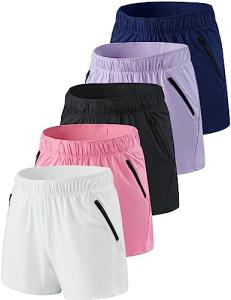 5 Pack Women's Active Gym Shorts with Pockets
