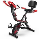 Pooboo Folding Exercise Bike with Resistance Bands