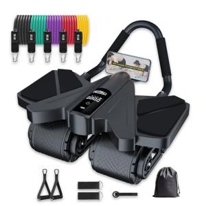 Ab Roller with Resistance Bands and Elbow Support