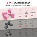 5-in-1 Adjustable Dumbbell Set for Women, Pink
