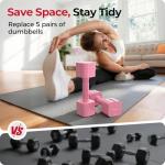 5-in-1 Adjustable Dumbbell Set for Women, Pink