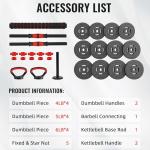 60lbs Adjustable 4-in-1 Dumbbell and Barbell Set