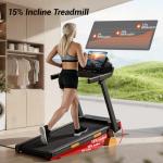 LONTEK Foldable Treadmill with 15% Incline and LED