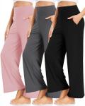 3-Pack Women's High Waisted Wide Leg Yoga Pants