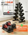 Adjustable Dumbbells Set of 2 - 25 Lbs