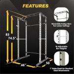 Power Cage Squat Rack with LAT Pulldown Attachment