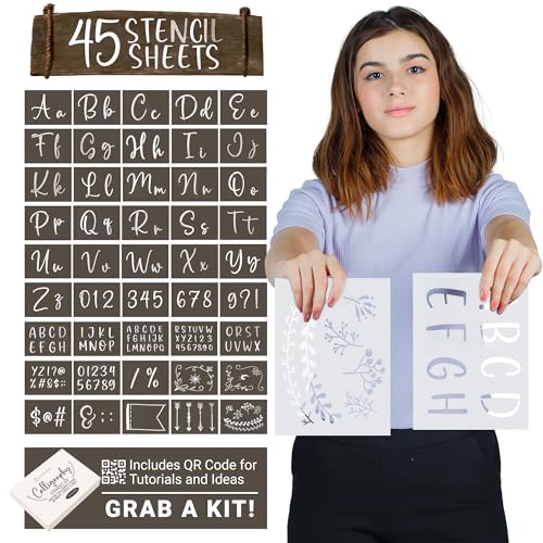 Large Lettering Stencil Set for Effortless Calligraphy