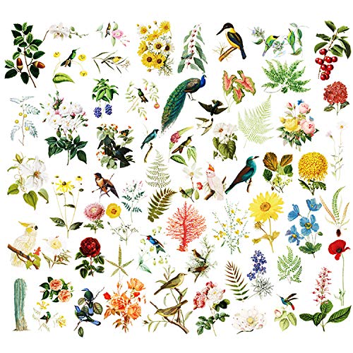 Vintage Animals and Plants Stickers for Scrapbooking