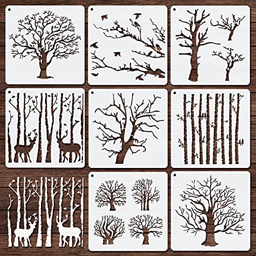 Reusable Tree Stencils Set for Scrapbooking - Aspen Theme