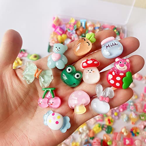 60pcs Cute Mixed Resin Charms for Scrapbooking