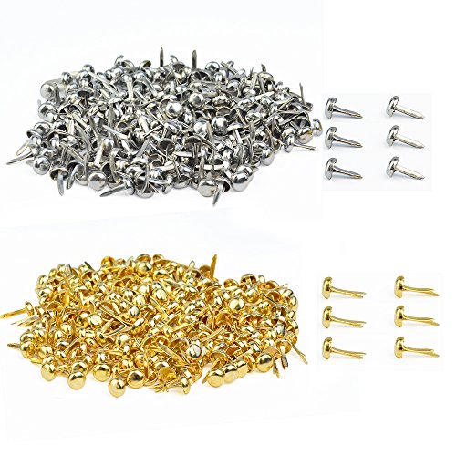 500 Scrapbooking Brads: Gold and Silver Paper Fasteners