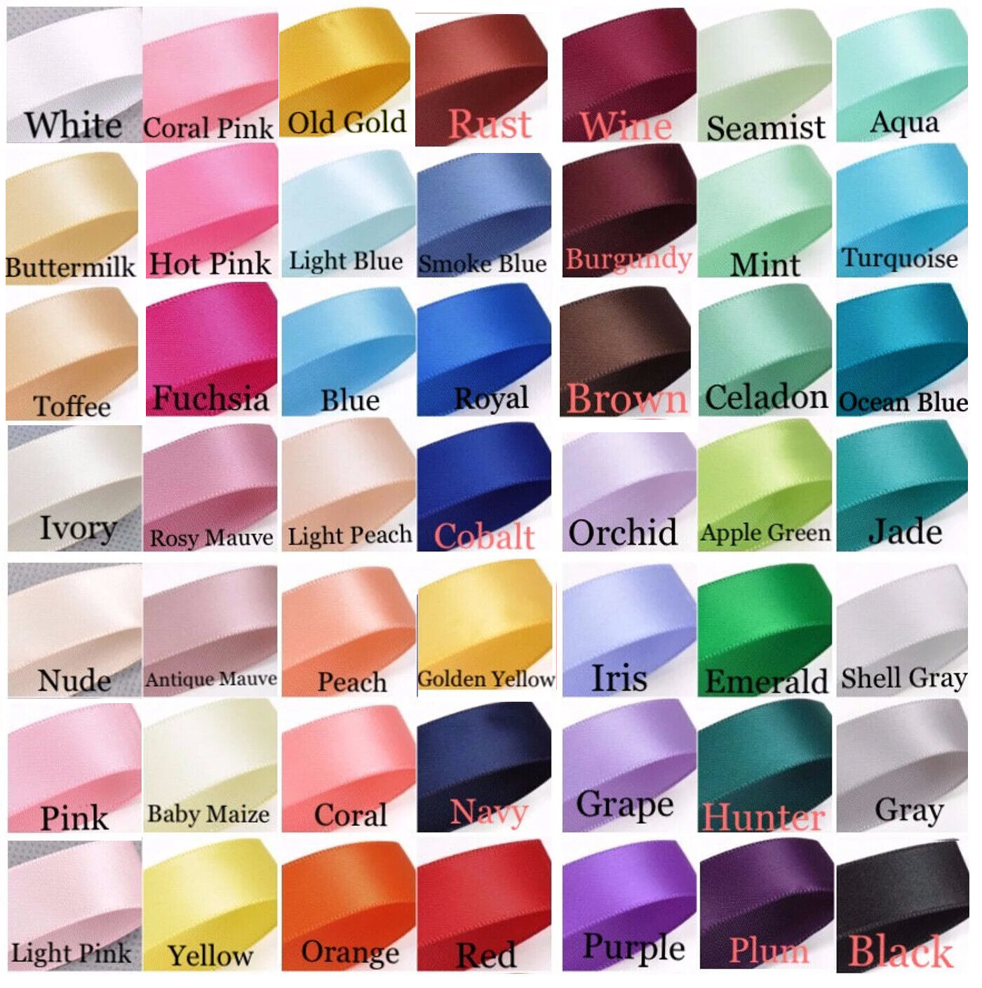 25+ Color Options: 5 Yard Satin Ribbon
