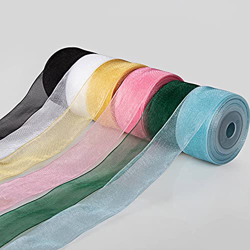6 Color 1 Inch Chiffon Ribbon for Scrapbooking