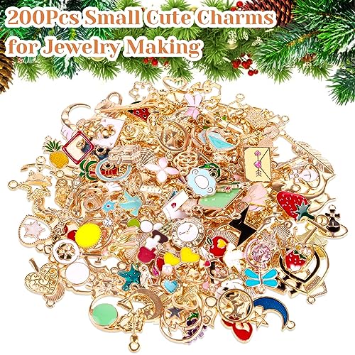200-Piece Mixed Metal Charms for DIY Jewelry Making