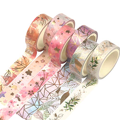 Floral Gold Washi Tape Set - Romantic Flowers