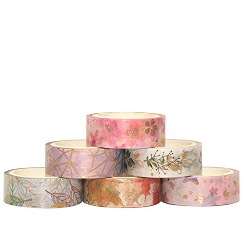 Floral Gold Washi Tape Set - Romantic Flowers