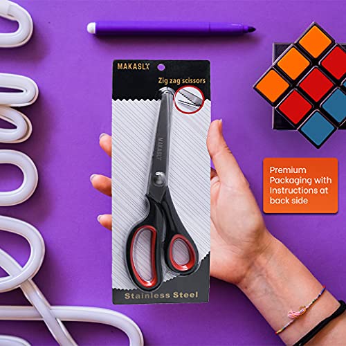 Makasla Red Zig Zag Pinking Shears, Decorative Scissors