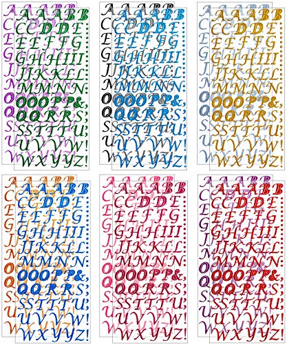 Sparkling Glitter Alphabet Stickers - 12 Vibrant Colors