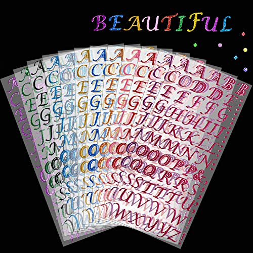 Sparkling Glitter Alphabet Stickers - 12 Vibrant Colors