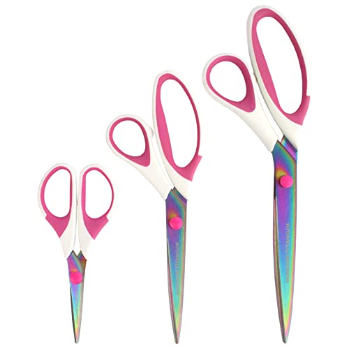 BambooMN Softgrip Titanium Scissors Set - Pink Inlays