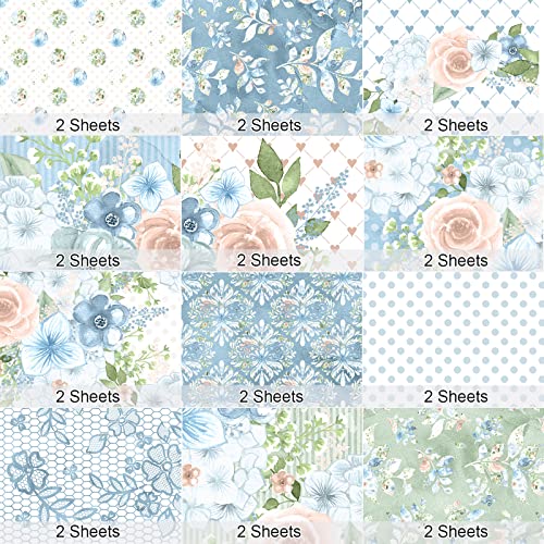 Floral Scrapbook Paper: 24 Sheets, 12 Designs