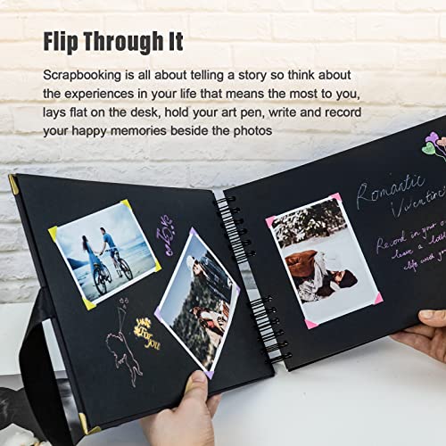 Handmade Personalized Black Scrapbook with 100 Pages