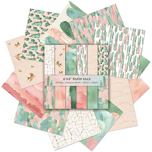 24 Designs 6x6 Scrapbook Paper Pad-Cactus