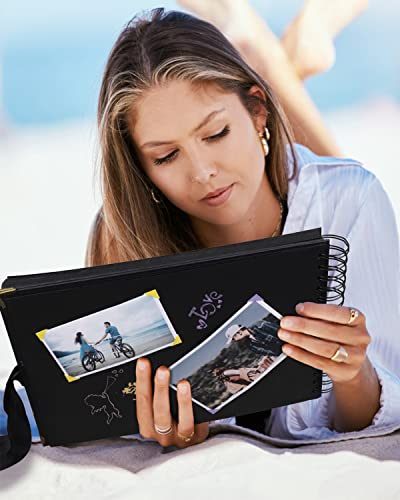Handmade Personalized Black Scrapbook with 100 Pages