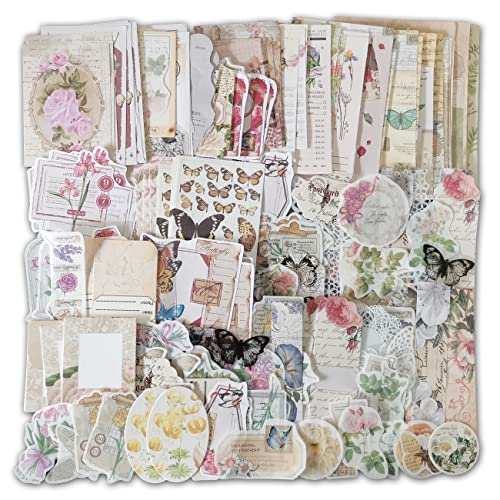 Vintage Flower Scrapbook Supplies Pack - 260 Pieces