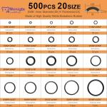 500 Pcs Rubber O-Ring Assortment Kit