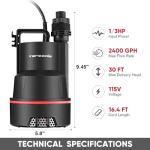 Tenzzola Portable Submersible Water Transfer Pump