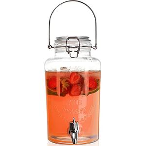 DEAYOU Glass Beverage Dispenser with Spigot, 0.8 Gallon