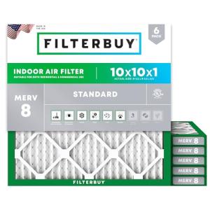 Filterbuy 10x10x1 MERV 8 Air Filter 6-Pack