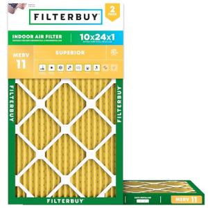 Filterbuy 10x24x1 MERV 11 Air Filter (2-Pack)