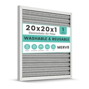 Washable 20x20x1 Electrostatic Furnace Filter, MERV 8