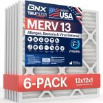 BNX TruFilter 12x12x1 MERV 13 Air Filters 6-Pack