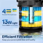 VIVOHOME Pressurized Pond Filter with Light