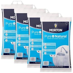 Morton Water Softener Salt, Morton Pure and Natural Solar 4 in 1 Salt Crystals for Water Softener, 40 lb Bag, 4 Pack