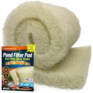 Aquatic Experts Cream COARSE Pond Filter Pad - 2 inch Thick - Bulk Roll Water Garden Filter Pond Media - Made in USA, (12" x 36")