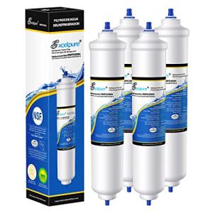EXCELPURE RWF0300A Inline Water Filter, Replacement for GE® GXRTDR, Samsung DA29-10105J, Whirlpool WHKF-IMTO, IC-100A, 4378411RB, Samsung HAFEX/EXP, For Refrigerator, IceMaker, RVs, Marines, 4PACK