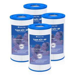 Future Way 4 Pack Type A or C Pool Filter Cartridge Replacement for Intex 29000E/59900E & 1000/1500/530 GPH Filter Pump, Fits Easy Set Above Ground Pools