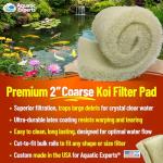 Aquatic Experts Cream COARSE Pond Filter Pad - 2 inch Thick - Bulk Roll Water Garden Filter Pond Media - Made in USA, (12" x 36")