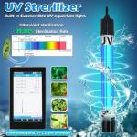 TARARIUM Aquarium Filter U-V for 20-75 Gallon, 200GPH Fish Tank Filter w/ 5W U-V Light Green Clean Machine Submersible Powerful Pump Internal Filter for Turtle Tank Saltwater Freshwater Crystal Clear