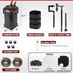 PONDFORSE Canister Filter, External Aquarium Filter Ultra-Quiet Water Circulation Cleaning Machine with Media for Fish Tanks and Aquariums