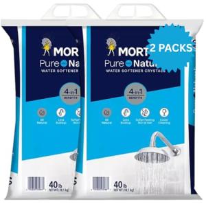 (2 Pack) Water Softener Salt Crystals – Natural High-Purity Salt for Softer Skin, Reduced Buildup, Easy Cleaning – 40 lb Each Bag with Handle, 80 lb Total