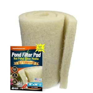 Aquatic Experts Cream COARSE Pond Filter Pad - 2 inch Thick - Bulk Roll Water Garden Filter Pond Media - Made in USA, (18 inch by 36 inch)