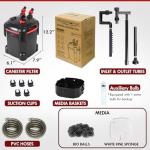 PONDFORSE Canister Filter, External Aquarium Filter Ultra-Quiet Water Circulation Cleaning Machine with Media for Fish Tanks and Aquariums