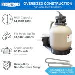 SWIMLINE HYDROTOOLS Complete Sand Filter System, 14" Tank - for Above-Ground & Inground Pools Up to 10,500 Gallons, Single Speed Pump, 0.45 THP, 2,400 GPH, 4-Way Multi-Port Valve, 60 lb Capacity