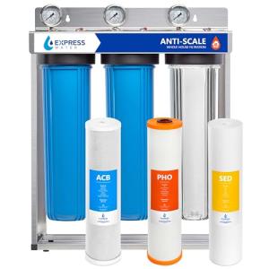 Express Water Whole House Water Filter System, 3 Stage Home Purifier System, Top Tier Filtration Specially Designed to Prevent Scale Build-Up, Protects Pipes and Appliances