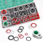 XBVV 95 PCS 12 Sizes Premium A/C Conditioning System Compressor Gasket Seal, Automotive Air Conditioning Compressor Port Seal Gasket Kit Bonded Gasket Seal Assortment Set